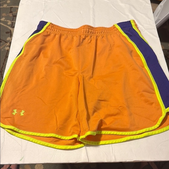 Under Armour Bright Orange Shorts with Purple Accents - Picture 1 of 3